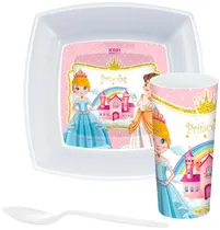 Kit Lanche Label de PLástico Quadrado Kozi Plast Princesa 8603P - (3PCS)