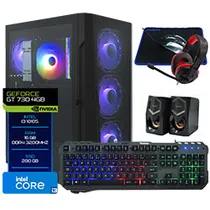 PC Montado Gamer Intel Core i3 10105 de 3.7GHZ 16GB de Ram / 280GB SSD / Geforce GT730 4GB + Kit Gamer - Preto