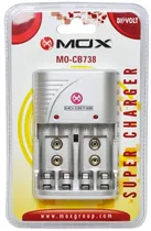 Carregador Mox MO-CB738 para Pilhas Recarregáveis AA/AAA/9V (Bivolt) Blister