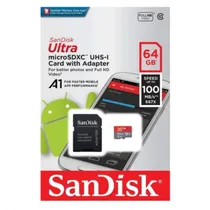 Cartão de Memoria Micro SD de 64GB Sandisk Ultra 120MB/s Classe 10 - Cinza/Vermelho