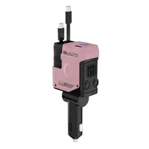 Carregador para Carro Luo LU-8230 / 4 Em 1 / com Cabo USB-C - Lightning / USB-C / USB-A - Rosa/ Preto