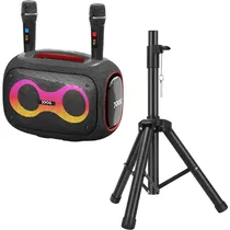 Speaker Joog Pair 1000 com 2 Microfone 130W IPX6 TWS Cinza + Tripé HS-01