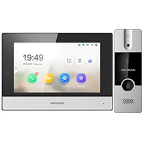 Vídeo Porteiro Hikvision DS-KIS302-P IP Hybrid Wi-Fi - Preto / Prata (Kit)