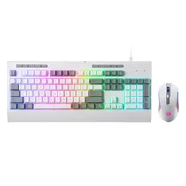 Kit Gamer Teclado e Mouse Redragon S151W RGB - Branco e Cinza