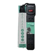 Filtro de Linha FTX 1079 - 6 Tomadas - 2 Metros - Preto