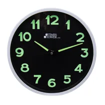 Reloj de Parede com Bordo Branco e Fundo Preto 25CM