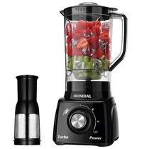 Liquidificador Mondial Turbo Power L-99-FB 550 Watts 2.2 Litros 3 Velocidades + Pulsar 127V ~ 60HZ - Preto