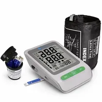 Aparelho de Pressão e Medidor de Glicose Digital para Braço More Fitness MF-600 Tela LCD - Branco/Cinza