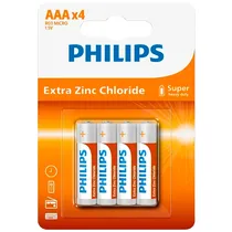 Pilha Philips Extra Zinc Chloride AAA R03L4B/70 com 4 Peças
