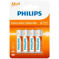 Pilha Philips Extra Zinc Chloride AA R6L4B/70 com 4 Peças