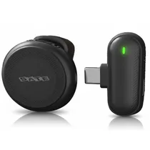 Microfone Sem Fio Via Satélite A-MK102 Tipo C + Lightning - Preto