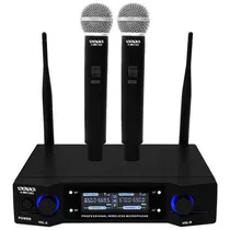Microfone Sem Fio Satellite A-MK1203 com 2 Microfones Preto