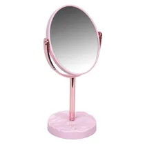 Espelho Toucador Redondo Dupla Face 5X-1X Rosa