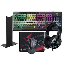 Kit Gamer Onikuma TZ5008 Teclado + Mouse + Mousepad + Fone / RGB / Inglês - Preto