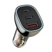 Carregador para Carro Ur UC-07 / 68W / 2 USB-C / USB-A - Preto/ Transparente