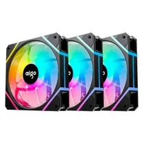 Cooler para Gabinete Aigo AM12 Pro Argb Kit com 3 Coolers Preto