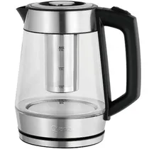Chaleira Eletrica de Vidro Quanta QTHVF960 com Filtro / 1.7 Litros / 2200W / 220-240V ~ 50/ 60HZ - Preto/ Prata