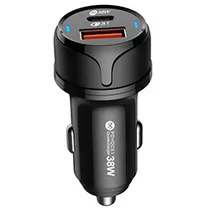 Carregador de Bateria p/ Carro Mox MO-CC320 38W 1-Saidas USB/1-Saida Type-C Preto