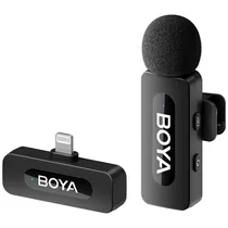 Microfone Sem Fio para Smartphone Boya BY-V1 com Lightning - Preto