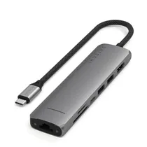 Satechi Hub ST-P7SM 7 En 1 USB-C Slim Multiport Adapter Ethernet Space Grey