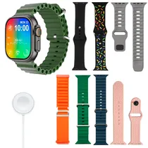 Kit Relogio Smartwatch S30 ULTRA2 / 7 Em 1 / com Bluetooth / 7 Pulseiras / Hlwatch Pro - Preto