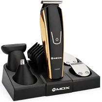 Barbeador Mox MO-AFT08 8 En 1 3 Watts Recarregável - Preto/Dourado