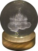 Lâmpada LED Esfera de Cristal 3D - Castelo