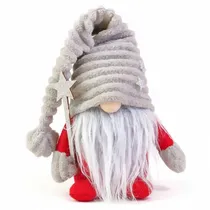 Enfeite de Natal Duende L8-249 com Varinha 39CM - Vermelho/Cinza