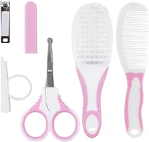 Kit Cuidados Escova Pente Tesoura e Corta Unhas Buba 14460 (Rosa)