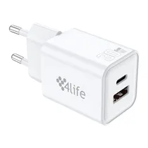 Carregador de Parede 4LIFE 30W Ganmaster Series (FL8230ACGW) USB-C / USB-A / 5V / 3A / 100-240V ~ 50/ 60HZ - Branco