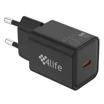 Carregador de Parede 4LIFE 30W Ganfast Charger (FL8230CGB) USB-C / 5V / 3A / 100-240V ~ 50/ 60HZ - Preto