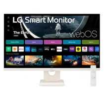 Monitor LG Smart 27" Tela Full HD Ips 60HZ 5MS, HDMI 1.4, USB-A, Conector de Áudio, Speaker (5WX2), Webos, Bluetooth, 27SR50F-W, Branco