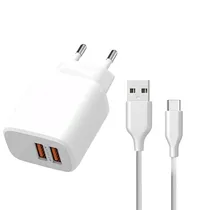 Cargador Demgel DE-6009C 2USB/USB-C c/Cable Blanco
