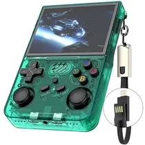 Console Portátil R36XX 128GB de 3.5" com 21.000 Jogos - Verde Transparente