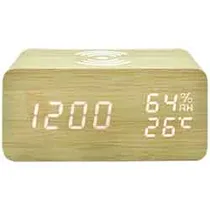 Relogio Despertador Digital Satellite AC-T12W Bamboo