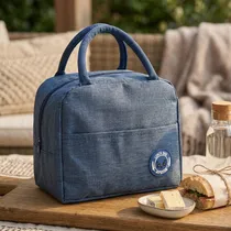 Bolsa Térmica com Fecho e Alcences - 22X20X10CM Azul