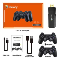 Console Game Stick Gamepad Blulory Lite / 4K / 2.4G / 2 Controles / USB - Preto