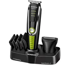 Cortador de Cabelo Mondial Super Groom - 06 BG-04 com 6W/Recarregável/Bivolt - Preto/Verde