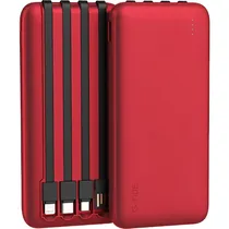 Carregador Portatil Powerbank G-Tide P1 / 10.5W / 10000MAH / com Cabo Embutido USB - Microusb - USB-C - Lightning - Vermelho