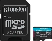 Cartão de Memória Micro SD Kingston 64GB Canvas Go! Plus - 200MB/s