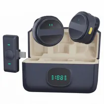 Microfone Sem Fio Via Satélite A-MK203 Tipo C + Lightning - Preto