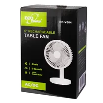 Ecopower Ventilador de Mesa EP-V004 6" 3VEL/3PAS/Recarg/Bivolt Crema