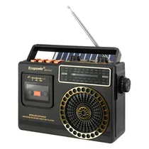 Rádio Portátil Ecopower EP-F303 - AM/FM - Bluetooth - Aux - Painel Solar - Preto