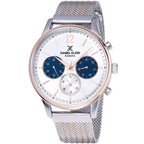 Relógio Analógico Daniel Klein Exclusive DK11906-4 Masculino Pulseira de Aço Inoxidável - Prata e Rosa Ouro