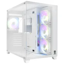 Gabinete Gamer, Aquario, Sate K897, Mid Tower, Argb, e-ATX, Frontal e Lateral Vidro Temperado, 4X Fans, Branco 120MM Argb