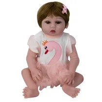 Boneca Baby Reborn V-024 - 48CM - Silicone - Vestido Desenho Pato