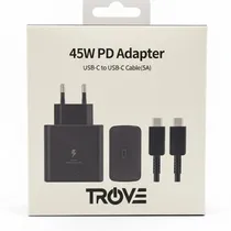 Carregador Trove PD Fast 45W com 1 Porta USB-C / com Cabo USB-C - Preto
