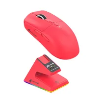 Mouse Gamer Attack Shark X6 PAW3395 Con Base de Carga Red