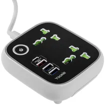 Filtro de Energia Yookie EB03 com 3 USB/USB-C/2 Tomadas Universais - Branco/Preto
