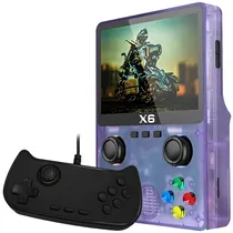 Console Portátil X6 32GB de 3" com 10.000 Jogos - Roxo Transparente + Controle